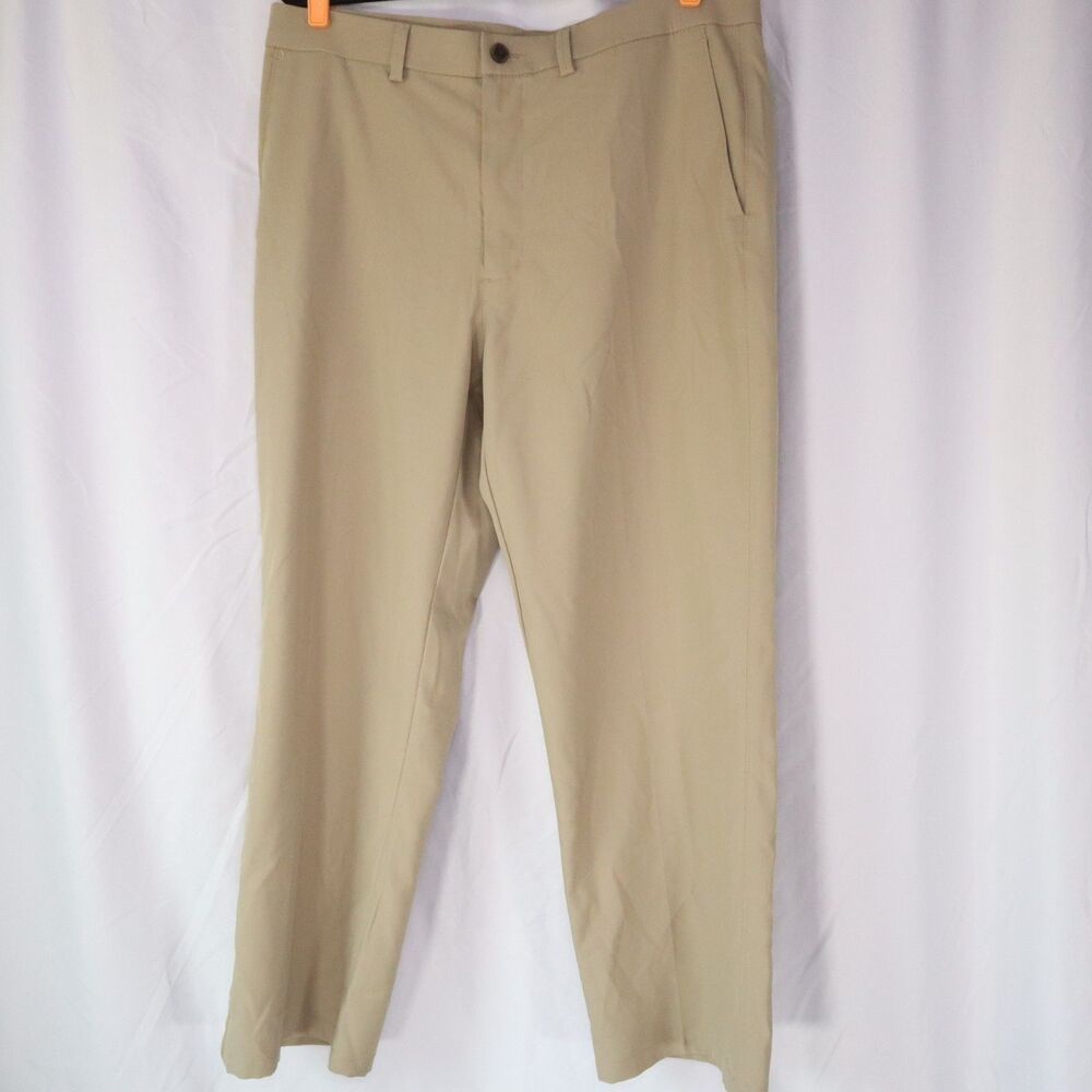 Haggar Pants Mens 36x29 Khaki Wrinkle Free Performance Classic Fit Slacks